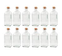 Acan Tradineur - Pack de 12 Botellas de Cristal, frascas con tapón de Corcho, Recargable, con diseño Tradicional, Capacidad 1 litro, licores, Vino, Aguardiente