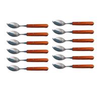 Acan Tradineur - Pack de 12 cucharas de Mesa de Acero Inoxidable y Mango de Madera, Cubiertos clásicos de Cocina, aptas para lavavajillas - 20 cm