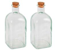 Acan Tradineur - Pack de 2 Botellas Frasco con tapón de Corcho - Fabricado en Cristal Resistente - Ideal para conservación de Alimentos y decoración - 725 ML