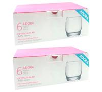 Acan Tradineur - Pack de 2 Caja de 6 Vasos Modelo Adora - Capacidad: 290 ml - Fabricado en Vidrio Resistente - Apto para lavavajillas - Tamaño aprox: Ø 7 x 9 cm - 12 Uds Totales