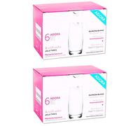 Acan Tradineur - Pack de 2 Cajas de 6 Vasos Modelo Adora - 39 abricado en Vidrio Resistente - Apto para lavavajillas - 12 Uds Totales