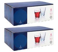 Acan Tradineur - Pack de 2 Cajas de 6 Vasos Modelo New America - 30 abricado en Vidrio Resistente - Apto para lavavajillas - 12 Uds Totales