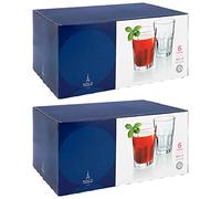 Acan Tradineur - Pack de 2 Cajas de 6 Vasos Modelo New America - 40 abricado en Vidrio Resistente - Apto para lavavajillas - 12 Uds Totales