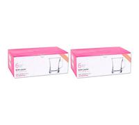 Acan Tradineur - Pack de 2 Cajas de 6 Vasos Modelo Zen+ - Capacidad: 225 ml - Fabricado en Vidrio Resistente - Apto para lavavajillas - Tamaño Aprox: Ø 8 x 9 cm - 12 Uds Totales.