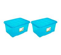 ACAN Tradineur - Pack de 2 Cajas de Almacenamiento - Fabricado en plástico - Contenedor para almacenar juguetes, libros, ropa, mantas - No. 18 (Azul) - 45 x 61,5 x 29,7 cm - 60 L
