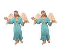 Acan Tradineur - Pack de 2 Figuras de ángel para Belén, durexina, Adorno para Nacimiento, Portal, Pesebre, Navidad, decoración Tradicional, Fabricado en España, 8 cm