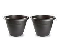 Acan Tradineur - Pack de 2 Macetas Redonda Terracota - Fabricado en Plástico - Macetero Apto para Exterior e Interior del hogar - Ø 50 cm - Color Antracita