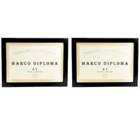 Acan Tradineur - Pack de 2 Marcos para diploma - Marco para fotos, documentos, certificados, premios para colgar en la pared - Tamaño A4 (21 x 29,7 cm) - Horizontal - Color Negro