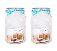 Acan Tradineur - Pack de 2 tarros de Vidrio herméticos Primizie, Incluyen Junta de Goma, Bote, Frasco Multiusos para almacenar conservas, legumbres, Pasta, Galletas - 24 x 14 cm - 3,1 litros