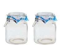 Acan Tradineur - Pack de 2 tarros herméticos de Vidrio, Cierre metálico y Junta de Goma, Bote, Frasco Multiusos para Alimentos, conservas, legumbres, Pasta - 17,5 x 13 cm - 2 litros
