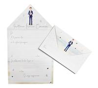 Acan Tradineur - Pack de 20 invitaciones con diseño de sobre para Primera Comunión, papel, invitar amigos, familia, fiestas, celebraciones religiosas (Niño playa - 23 x 13,5 cm)