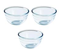 Acan Tradineur - Pack de 3 boles de mezclas de vidrio de borosilicato, extra resistente, cuenco multiusos, cocina, apto para horno y lavavajillas (500 ml - 15 x 9 cm)