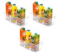 Acan Tradineur - Pack de 3 Cajones organizadores Reutilizables para frigorífico Nº 12 - Fabricado en poliestireno - Recipiente de plástico Transparente - 10 x 14,5 x 37 cm