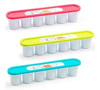 Acan Tradineur - Pack de 3 cubiteras de plástico con Tapa, Molde para 6 Cubitos de Hielo Grandes, fácil extracción, cócteles, Whisky, Fabricado en España - 6 x 30,8 x 6 cm - Color Aleatorio