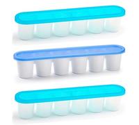 Acan Tradineur - Pack de 3 cubiteras de plástico con Tapa, Molde para 6 Cubitos de Hielo Grandes, fácil extracción, cócteles, Whisky (Azul - 6 x 30,8 x 6 cm)