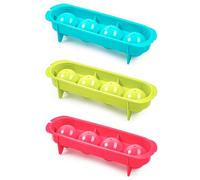 Acan Tradineur - Pack de 3 cubiteras de plástico, Molde para 4 Cubitos de Hielo esféricos, fácil extracción, cóctel, Whisky, Fabricado en España (Color Aleatorio - 26 x 8 x 6 cm)