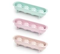 Acan Tradineur - Pack de 3 cubiteras de plástico, Molde para 4 Cubitos de Hielo esféricos, fácil extracción, cócteles, Whisky, Fabricado en España (Color Pastel Aleatorio - 26 x 8 x 6 cm)