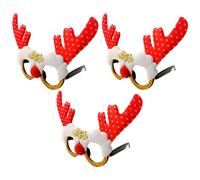 Acan Tradineur - Pack de 3 Gafas navideñas con diseño de Reno Merry Christmas - Fabricado en poliéster y plástico - 14 x 22,5 cm