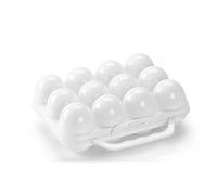 ACAN Tradineur - Pack de 3 hueveras de plástico de color blanco con tapadera, 12 espacios para huevos, cocina, resposteria, fabricadas en España, 7 x 20 x 18,5 cm, modelo aleatorio