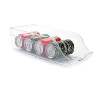 Acan Tradineur - Pack de 4 bandejas frigoríficas de Almacenamiento para latas, plástico, Especial refrescos, Cerveza, Fabricado en España - 34 x 12,5 x 10 cm - Transparente