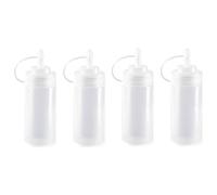 Acan Tradineur - Pack de 4 Botellas de plástico rellenables para Servir Salsas, dispensador de aliño Reutilizable, Ketchup, Mostaza, Aceite, Fabricado en España - 300 ml