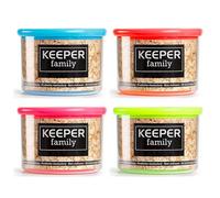 Acan Tradineur - Pack de 4 Botes de plástico Reutilizables, Modelo Keeper, recipientes, almacenaje, Galletas, legumbres, Cereales, café, Fabricados en España - 500 ml - 8 x 11 cm - Color Aleatorio