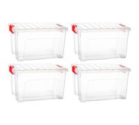 Acan Tradineur - Pack de 4 Cajas de almacenamiento KLIP K2 - Fabricado en plástico - Contenedor para almacenar Libros, ropa, mantas - 34,5 x 43,5 x 25 cm - 25 Litros