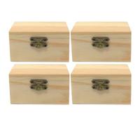 Acan Tradineur - Pack de 4 Cajas Rectangular de Madera Natural sin Tratar con Cierre metálico, cajita de almacenaje para Joyas, Manualidades, 5 x 9 x 5,5 cm, Modelo Aleatorio