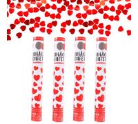 Acan Tradineur - Pack de 4 cañones de Confeti de Aire comprimido, Popper, Cracker de Confetti, cumpleaños, Bodas, Fiestas, Celebraciones (Corazones - 40 cm)