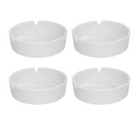 Acan Tradineur - Pack de 4 ceniceros Redondos de cerámica, Cuenco, Recipiente con Muescas para Cigarrillos, Uso Interior y Exterior, hostelería, hogar (Blanco, Ø 10 cm)