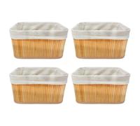 Acan Tradineur - Pack de 4 cestas rectangulares de bambú, incluyen forro interior de tela extraíble y lavable, ligeras, organización del hogar (Color natural - 26 x 20 x 14 cm)