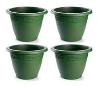 Acan Tradineur - Pack de 4 Macetas Redondas Terracota - Fabricado en Plástico -Macetero Apto para Exterior e Interior del hogar - Ø 25 cm - Color Verde