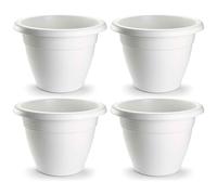Acan Tradineur - Pack de 4 Macetas Redondas Terracota - Fabricado en Plástico -Macetero Apto para Exterior e Interior del hogar - Ø 25 cm - Color Blanco