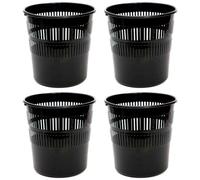 Acan Tradineur - Pack de 4 Papeleras de plástico con Rejilla - Cubo para Basura - Ligera y Resistente - Fabricada en España - Ø 27,5 x 28 cm - Color Negro
