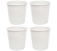 Acan Tradineur - Pack de 4 Papeleras de plástico con Rejilla - Cubo para Basura - Ligera y Resistente - Fabricada en España - Ø 27,5 x 28 cm - Color Blanco