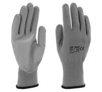 Acan Tradineur - Pack de 4 Pares de Guantes de Trabajo, poliéster y Poliuretano, manipulación precisa, electrónica, ensamblaje (Gris y Blanco - Talla 9 - L)
