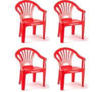 Acan Tradineur - Pack de 4 Sillas Infantiles Modelo Tipi - Fabricado en España -Ligera y fácil de Transportar - Ideal para Jugar, Leer y Dibujar - 50 x 35 x 28 cm - Color Rojo