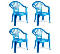 Acan Tradineur - Pack de 4 Sillas Infantiles Modelo Tipi - Fabricado en España -Ligera y fácil de Transportar - Ideal para Jugar, Leer y Dibujar - 50 x 35 x 28 cm - Color Azul