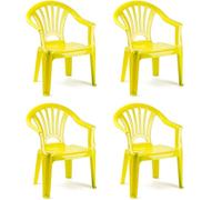 Acan Tradineur - Pack de 4 Sillas Infantiles Modelo Tipi - Fabricado en España -Ligera y fácil de Transportar - Ideal para Jugar, Leer y Dibujar - 50 x 35 x 28 cm - Color Amarillo Verdoso