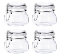 Acan Tradineur - Pack de 4 tarros de Vidrio herméticos Primizie, Incluyen Junta de Goma, Bote, Frasco Multiusos para almacenar conservas, legumbres, Pasta, Galletas - 9,5 x 10,3 cm - 500 ml