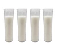 Acan Tradineur - Pack de 4 velones de Santo de parafina y Cera Vegetal, Velas litúrgicas, decoración de Iglesias, cementerios, tumbas (Blanco - 21,3 cm)