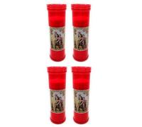 Acan Tradineur - Pack de 4 velones Santos Virgen del Carmen, Velas litúrgicas de parafina y Cera Vegetal, decoración de Iglesias, cementerios, tumbas (Rojo - 18,5 cm)