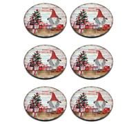 Acan Tradineur - Pack de 6 bajoplatos redondos reutilizables de plástico, plato llano decorativo, bandeja para presentación de dulces, Navidad, turrón, pasteles (Duende - Ø 33 cm)