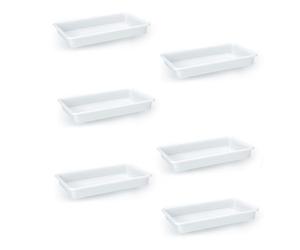 Acan Tradineur - Pack de 6 bandejas rectangulares para frigorífico, Polipropileno Resistente, hostelería, Fabricadas en España - 2,1 litros -34 x 20,5 x 4,5 cm - Blanco