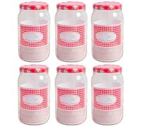 Acan Tradineur - Pack de 6 Botes Multiusos con Tapa de Rosca - Fabricado en Vidrio - Ideal para Mermelada, Miel, Frutos Secos, Especias - Ø 20,5 x 12 cm - 2 L