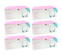 ACAN Tradineur - Pack de 6 Caja de 6 vasos Modelo Adora - Capacidad de 290 ML - Fabricado en Vidrio Resistente - Apto para lavavajillas - Tamaño aprox: diámetro 7 x 9 cm - 36 Uds Total