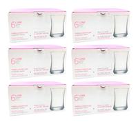 ACAN Tradineur - Pack de 6 Caja de 6 vasos Modelo Lune - Capacidad de 225 ML - Fabricado en Vidrio Resistente - Apto para lavavajillas - Tamaño aprox: diámetro 6,5 x 9 cm - 36 Uds Total