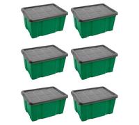 Acan Tradineur - Pack de 6 cajas de almacenamiento N.º 1 - Plástico - Hunter Box - Contenedor, guardar libros, ropa, mantas - Fabricado en España - 16 L - 21,5 x 39,6 x 29,6 cm cm - Verde y Gris
