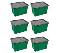 Acan Tradineur - Pack de 6 cajas de almacenamiento N.º 2 - Plástico - Hunter Box - Contenedor, guardar libros, ropa, mantas - Fabricado en España - 25 L - 25,6 x 42,2 x 35 cm - Verde y Gris