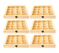 Acan Tradineur - Pack de 6 Cajas de Madera con 16 Compartimentos y Tapa con Cristal, Expositor de Joyas, Organizador, joyero, Collares, Pendientes, Relojes, 27,7 x 19,8 x 3,8 cm